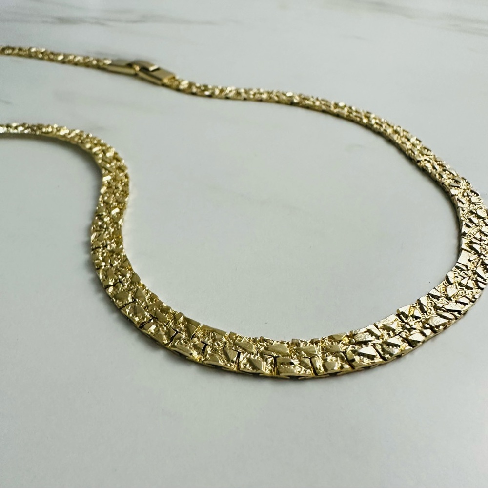 Golden Nugget Style Vintage 24” Gold Plated Necklace - Picture 6 of 13